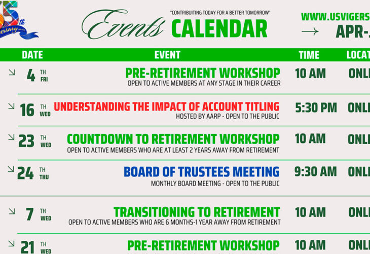 Events Calendar Apr-Jul 2025