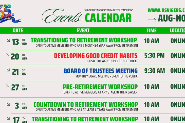 Events Calendar Aug-Nov 2025